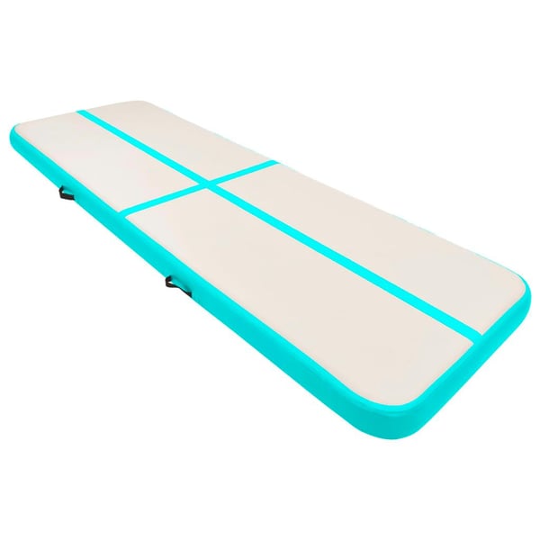 vidaXL Oppblåsbar gymnastikkmatte med pumpe 500x100x15 cm PVC grønn