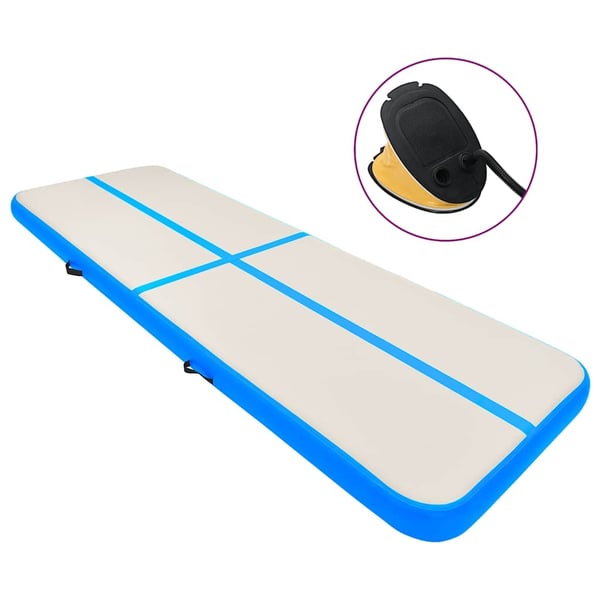 vidaXL Oppblåsbar gymnastikkmatte med pumpe 500x100x15 cm PVC blå