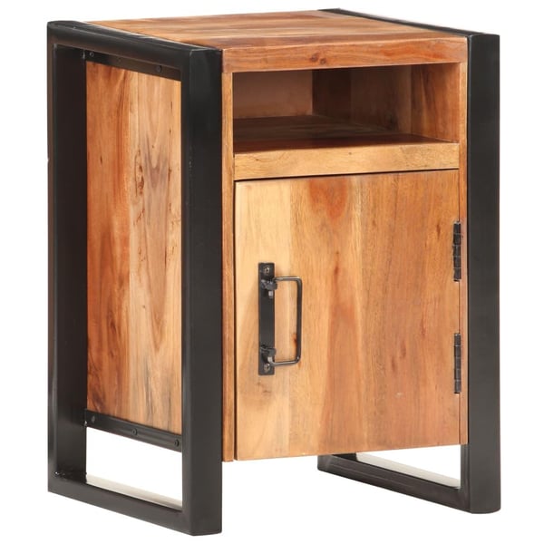 vidaXL sengeskab 40x35x55 cm massivt akacietræ med sheeshamfinish
