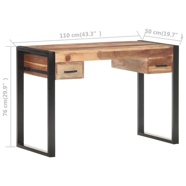 vidaXL Työpöytä 110x50x76 cm massiivipuu