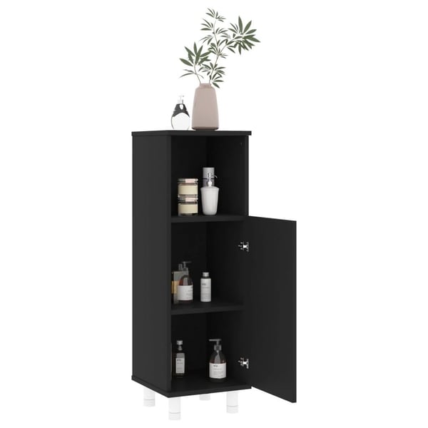 vidaXL badeværelsesskab 30x30x95 cm spånplade sort