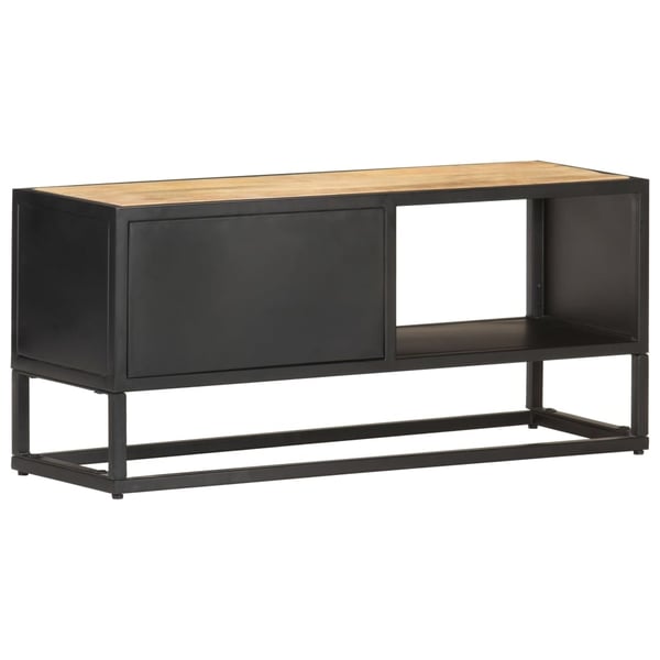 vidaXL TV-benk med utskåret dør 90x30x40 cm grovt mangotre