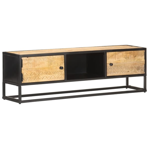 vidaXL TV-benk med utskåret dør 130x30x40 cm grovt mangotre