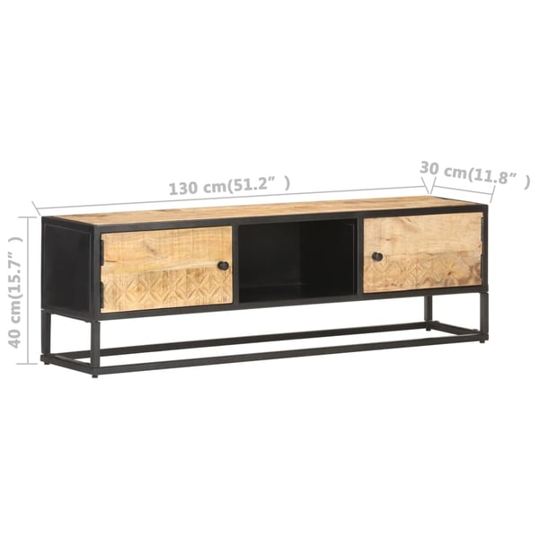 vidaXL TV-benk med utskåret dør 130x30x40 cm grovt mangotre