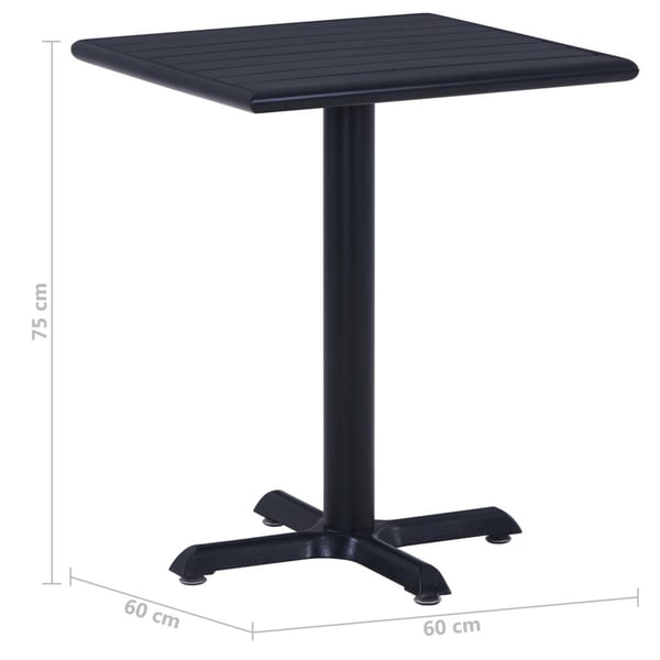 vidaXL Puutarhapöytä musta 60x60x75 cm