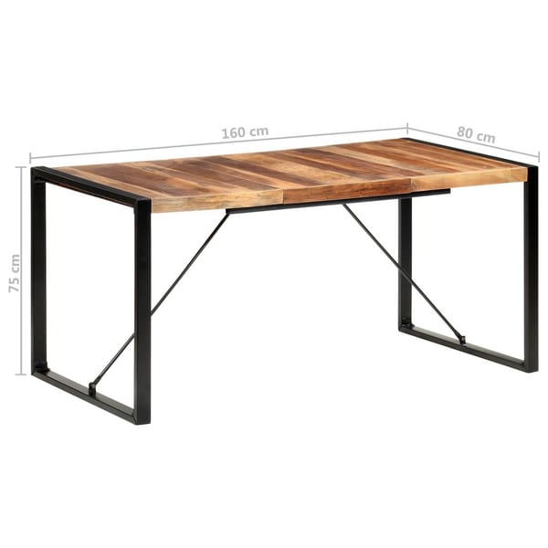 vidaXL spisebord 160x80x75 cm massivt træ med sheeshamfinish