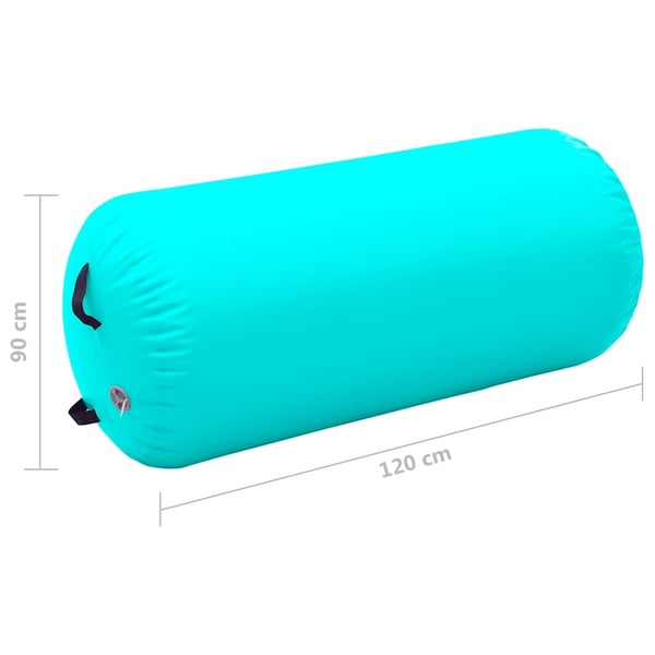 vidaXL Oppblåsbar gymnastikkrull med pumpe 120x90 cm PVC grønn