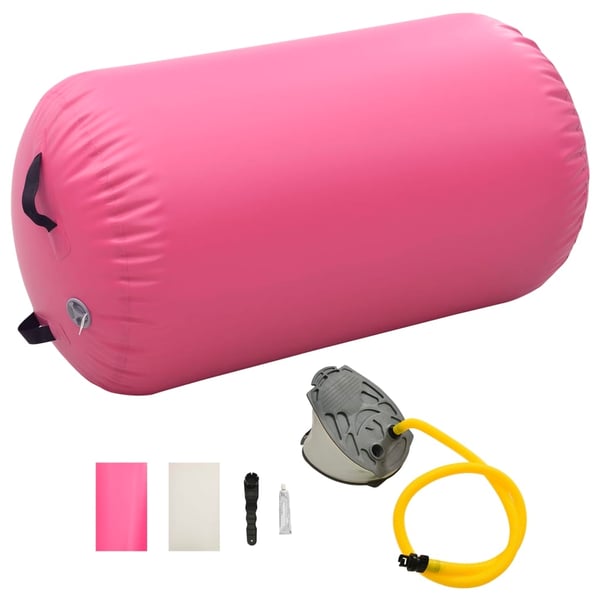 vidaXL Oppblåsbar gymnastikkrull med pumpe 100x60 cm PVC rosa