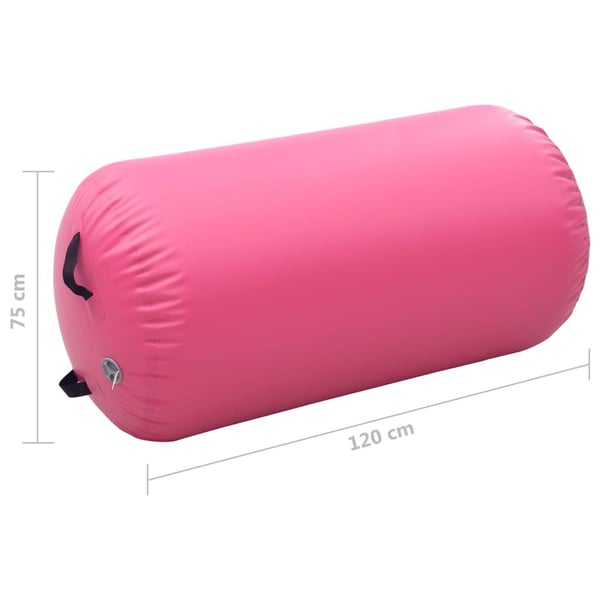 vidaXL Täytettävä voimistelurulla pumpulla 120x75 cm PVC pinkki