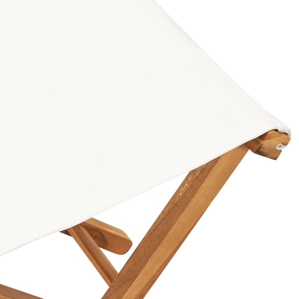 vidaXL Klappstoler 2 stk heltre teak og stoff kremhvit