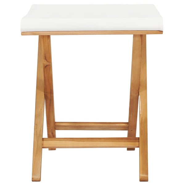 vidaXL Klappstoler 2 stk heltre teak og stoff kremhvit