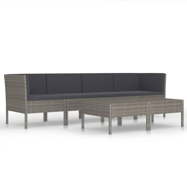 vidaXL loungesæt til haven 6 dele med hynder polyrattan grå