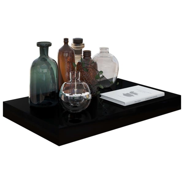vidaXL Svävande vägghylla svart högglans 40x23x3,8 cm MDF