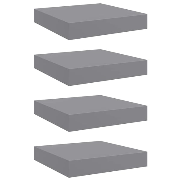 vidaXL Flytende vegghyller 4 stk grå 23x23,5x3,8 cm MDF