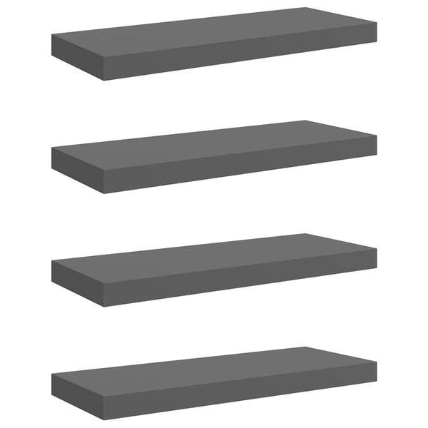 vidaXL væghylder 4 stk. 60x23,5x3,8 cm MDF grå højglans