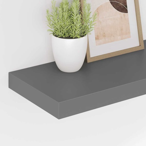 vidaXL væghylde 60x23,5x3,8 cm MDF grå højglans