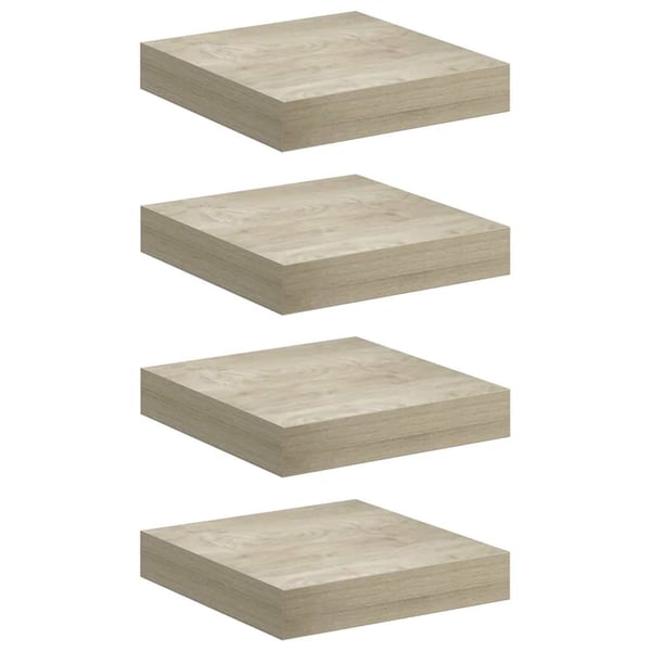 vidaXL Flytende vegghyller 4 stk eik 23x23,5x3,8 cm MDF