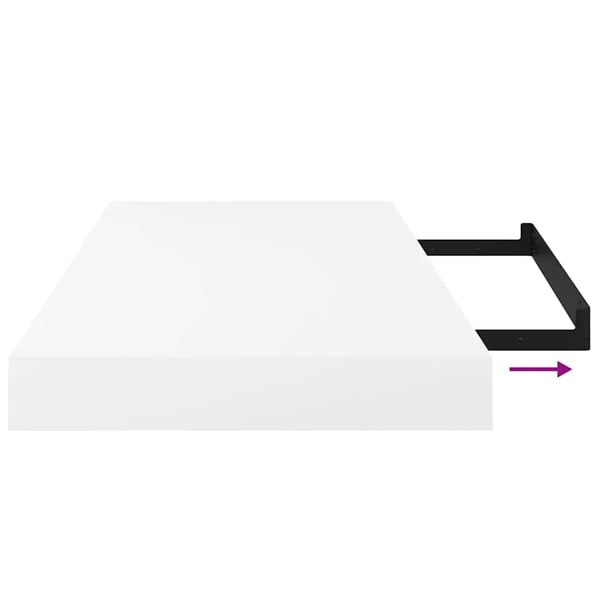 vidaXL Flytende vegghylle høyglans hvit 50x23x3,8 cm MDF