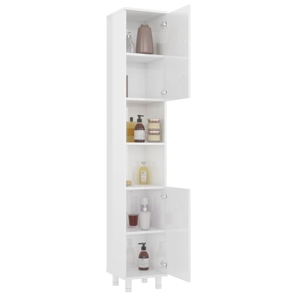 vidaXL badeværelsesskab 30x30x179 cm spånplade hvid højglans