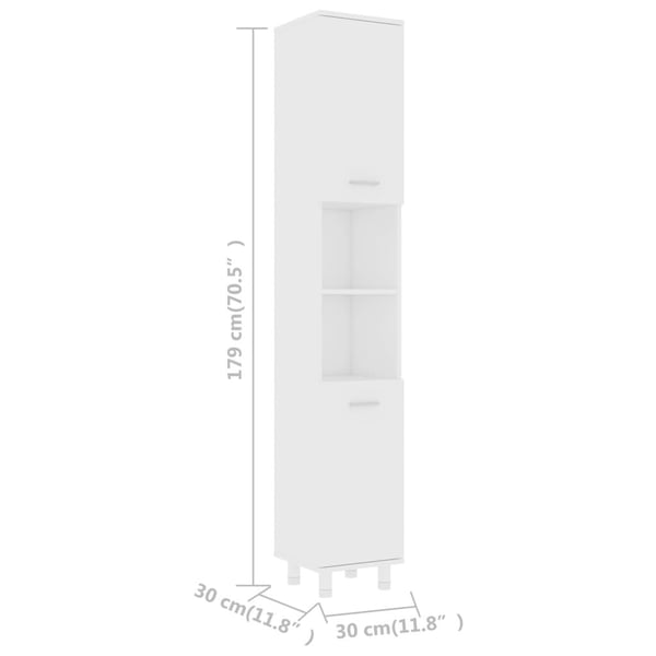 vidaXL Baderomsskap hvit 30x30x179 cm sponplate
