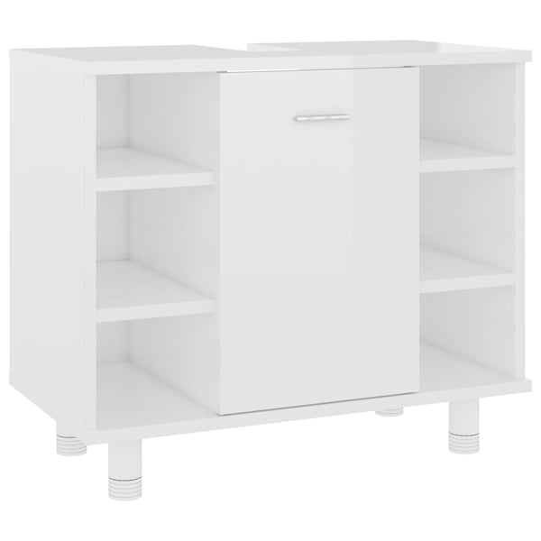 vidaXL badeværelsesskab 60x32x53,5 cm konstrueret træ hvid højglans