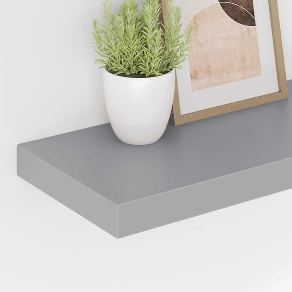 vidaXL Flytende vegghyller 2 stk grå 60x23,5x3,8 cm MDF