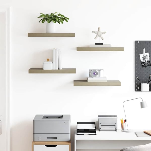 vidaXL væghylder 4 stk. 50x23x3,8 cm MDF egetræsfarve