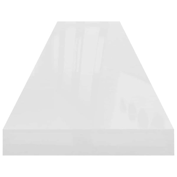 vidaXL Flytende vegghyller 2 stk høyglans hvit 120x23,5x3,8 cm MDF