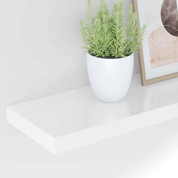 vidaXL væghylde 120x23,5x3,8 cm MDF hvid højglans