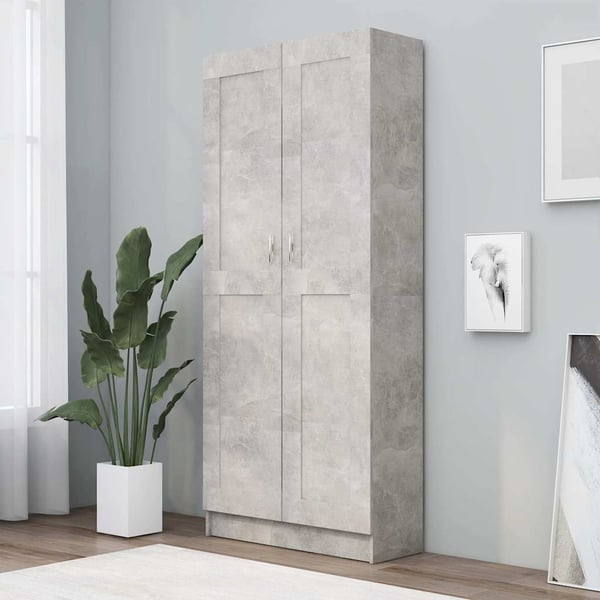 vidaXL Bokhylle betonggrå 82,5x30,5x185,5 cm sponplate