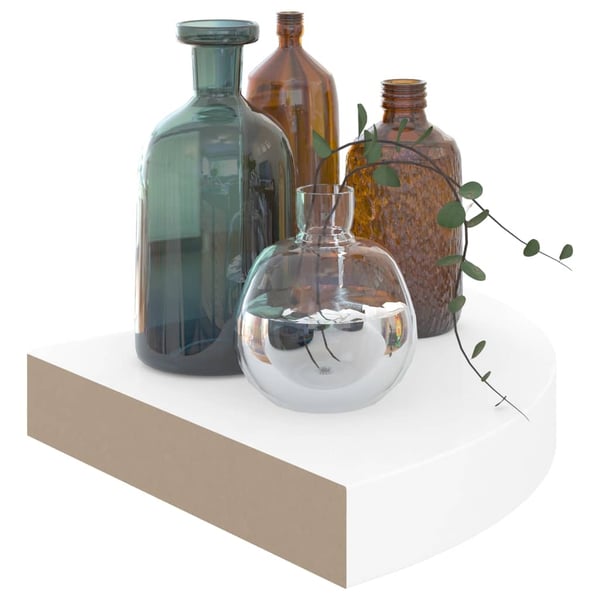 vidaXL Flytende hjørnehylle høyglans hvit 25x25x3,8 cm MDF