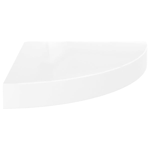 vidaXL Flytende hjørnehyller 4 stk høyglans hvit 25x25x3,8 cm MDF