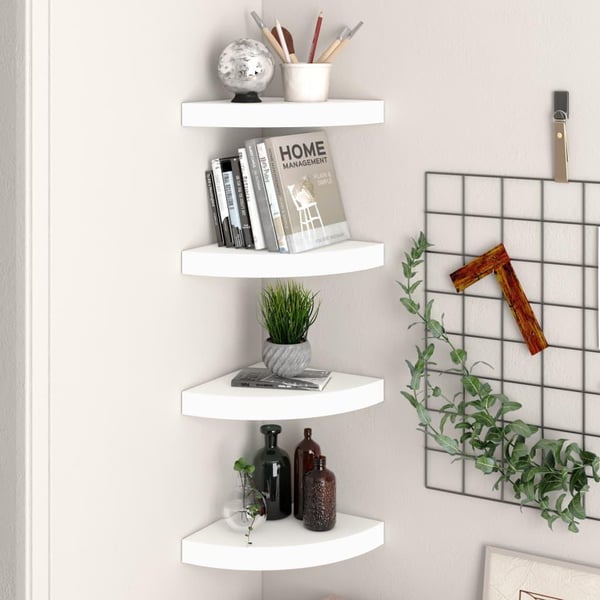 vidaXL hjørnehylder 4 stk. 25x25x3,8 cm MDF hvid