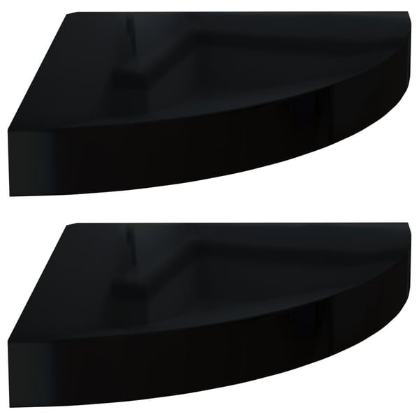 vidaXL hjørnehylder 2 stk. 25x25x3,8 cm MDF sort højglans