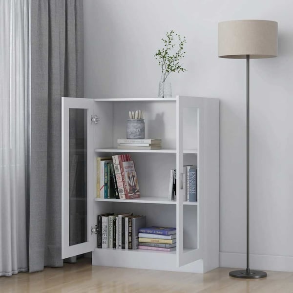 vidaXL Vitrineskap hvit 82,5x30,5x115 cm sponplate
