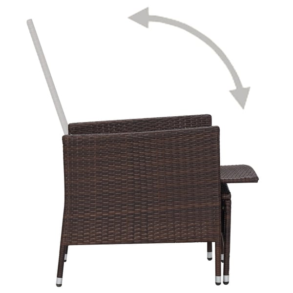 vidaXL loungesæt til haven 3 dele med hynder polyrattan brun