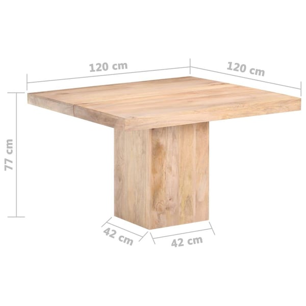 vidaXL spisebord 120x120x77 cm massivt mangotræ