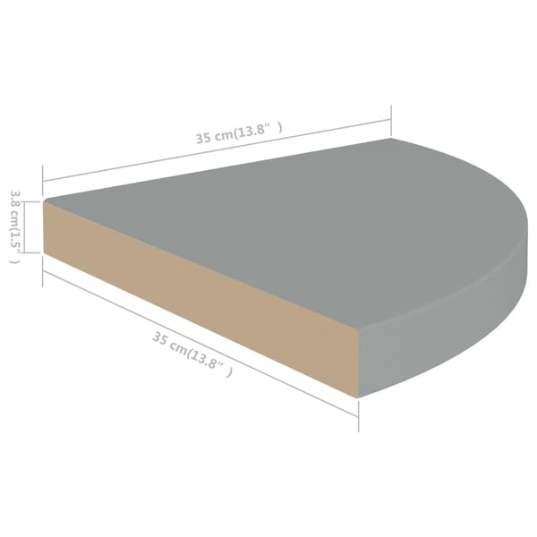 vidaXL hjørnehylder 4 stk. 35x35x3,8 cm MDF grå