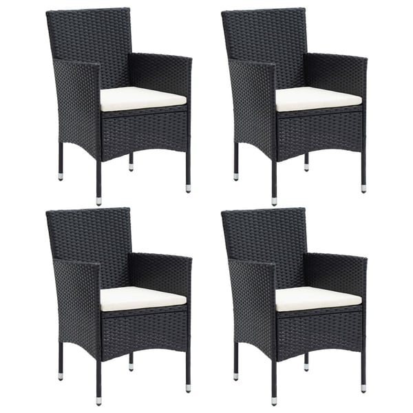 vidaXL spisebordssæt til haven 5 dele polyrattan og glas sort