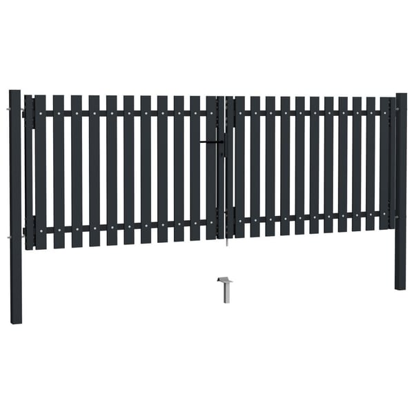 vidaXL dobbeltdørshegnslåge stål 300x75 cm antracitgrå