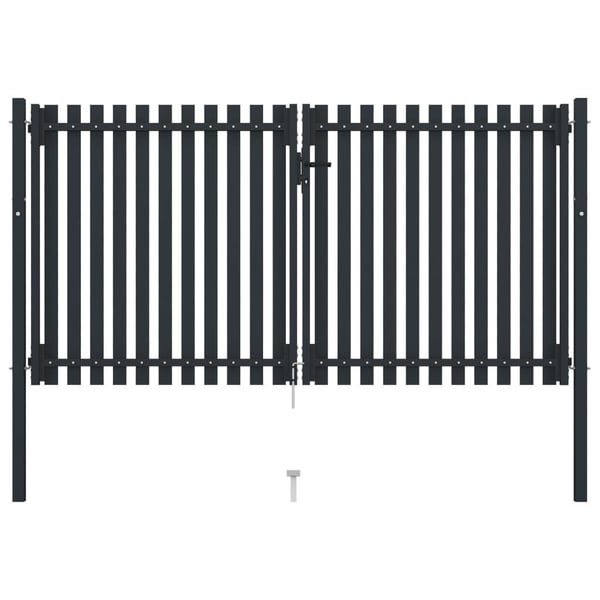 vidaXL Hageport med dobbel dør stål 306x200 cm antrasitt