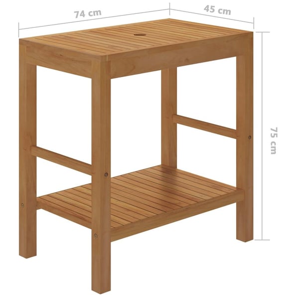 vidaXL Baderomshylle heltre teak med vask marmor svart
