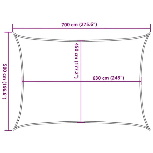 vidaXL Solseil 160 g/m² kremhvit 5x7 m HDPE