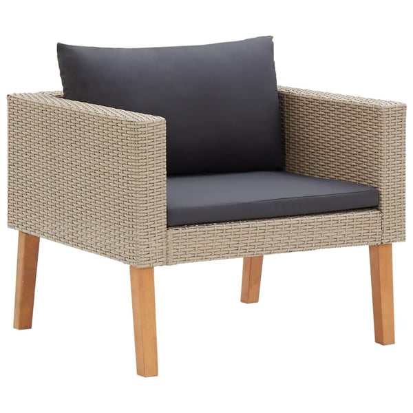 vidaXL loungesæt til haven 4 dele med hynder polyrattan beige