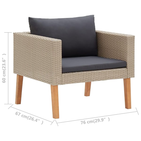 vidaXL loungesæt til haven 4 dele med hynder polyrattan beige