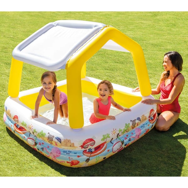 INTEX Oppblåsbart basseng med solskjerm 157x157x122 cm
