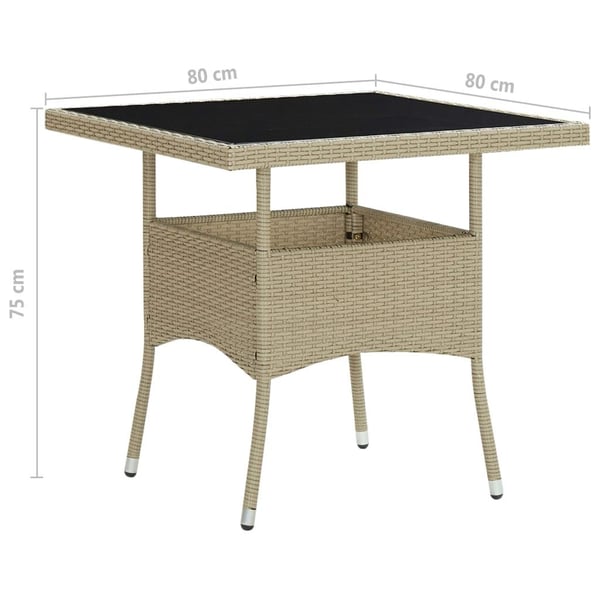 vidaXL Utendørs spisebord beige polyrotting og glass