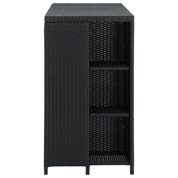 vidaXL Barbord med oppbevaringsstativ svart 120x60x110 cm polyrotting