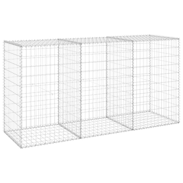 vidaXL gabionvæg med dæksler 200x60x100 cm galvaniseret stål