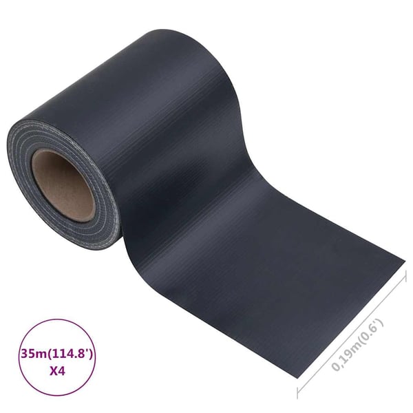 vidaXL Hageskjerm 4 stk PVC 35x0,19 m matt mørkegrå